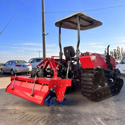 Orchard Mini Tractor, Vineyard Crawler Tractor 50HP Met Rotary Tiller Plow
